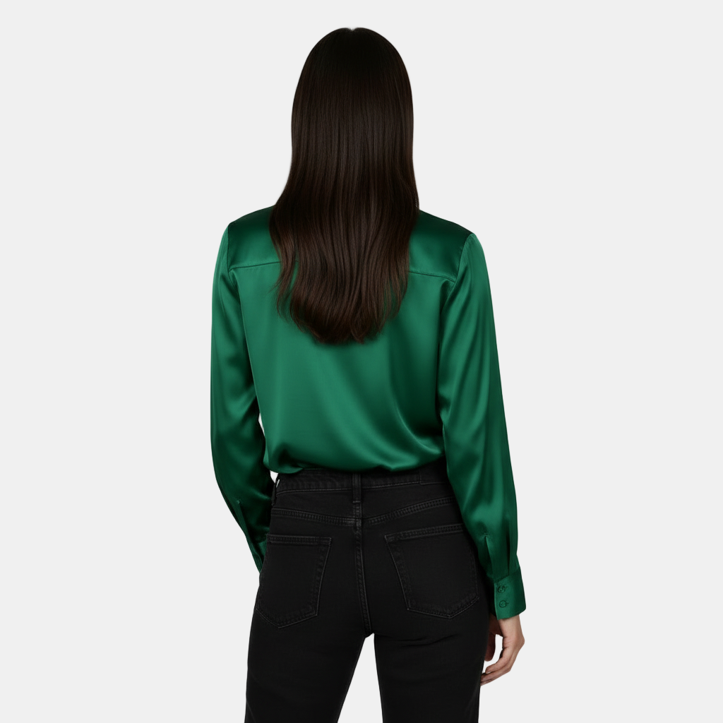 Camisa Manga Larga Mujer - Escote V, Elegante