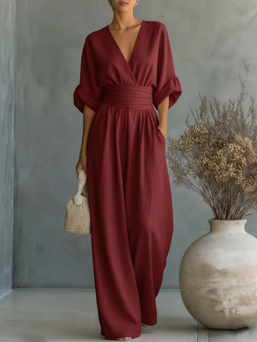 Alessia | Mono elegante con escote en V y cintura alta