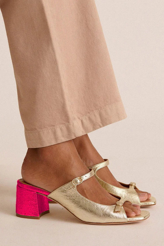 Sonsoles - Tacones Gruesos con Tira Trasera y Puntera en Bloques para Verano