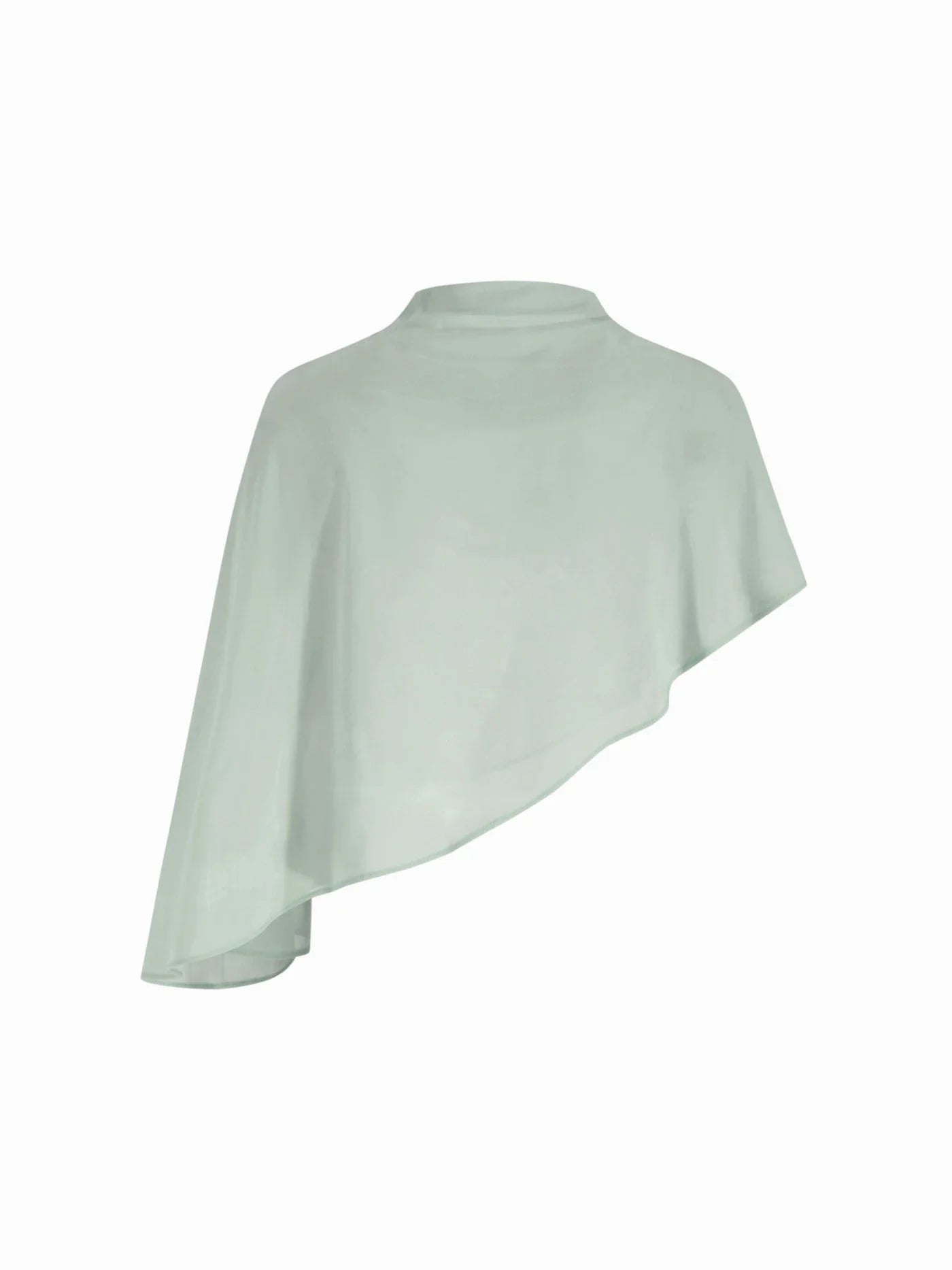 Vestido Maxi de satén con cuello alto y mangas capa - Verde