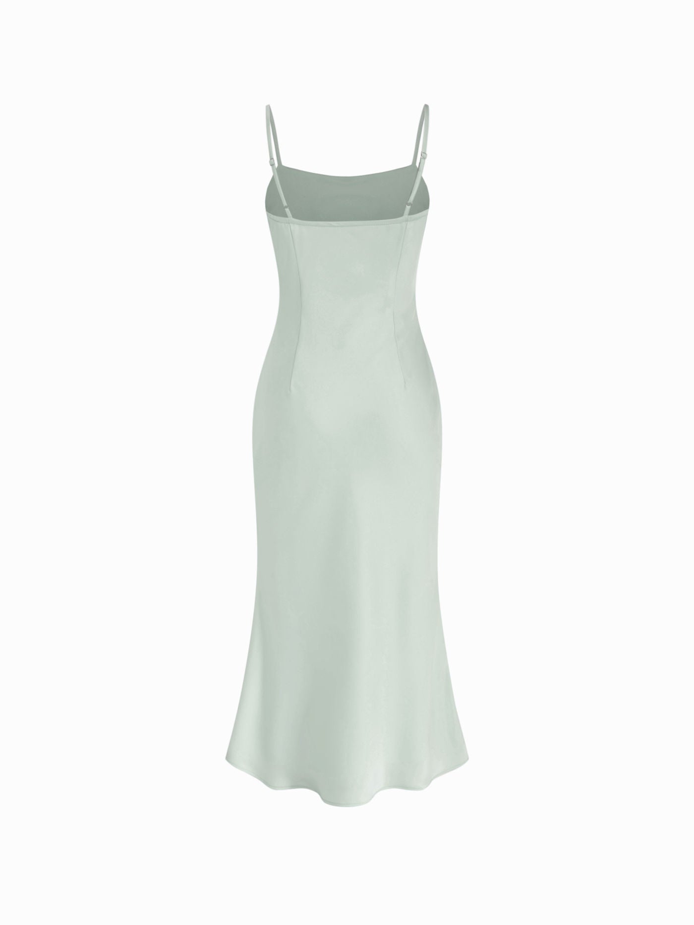 Vestido Maxi de satén con cuello alto y mangas capa - Verde