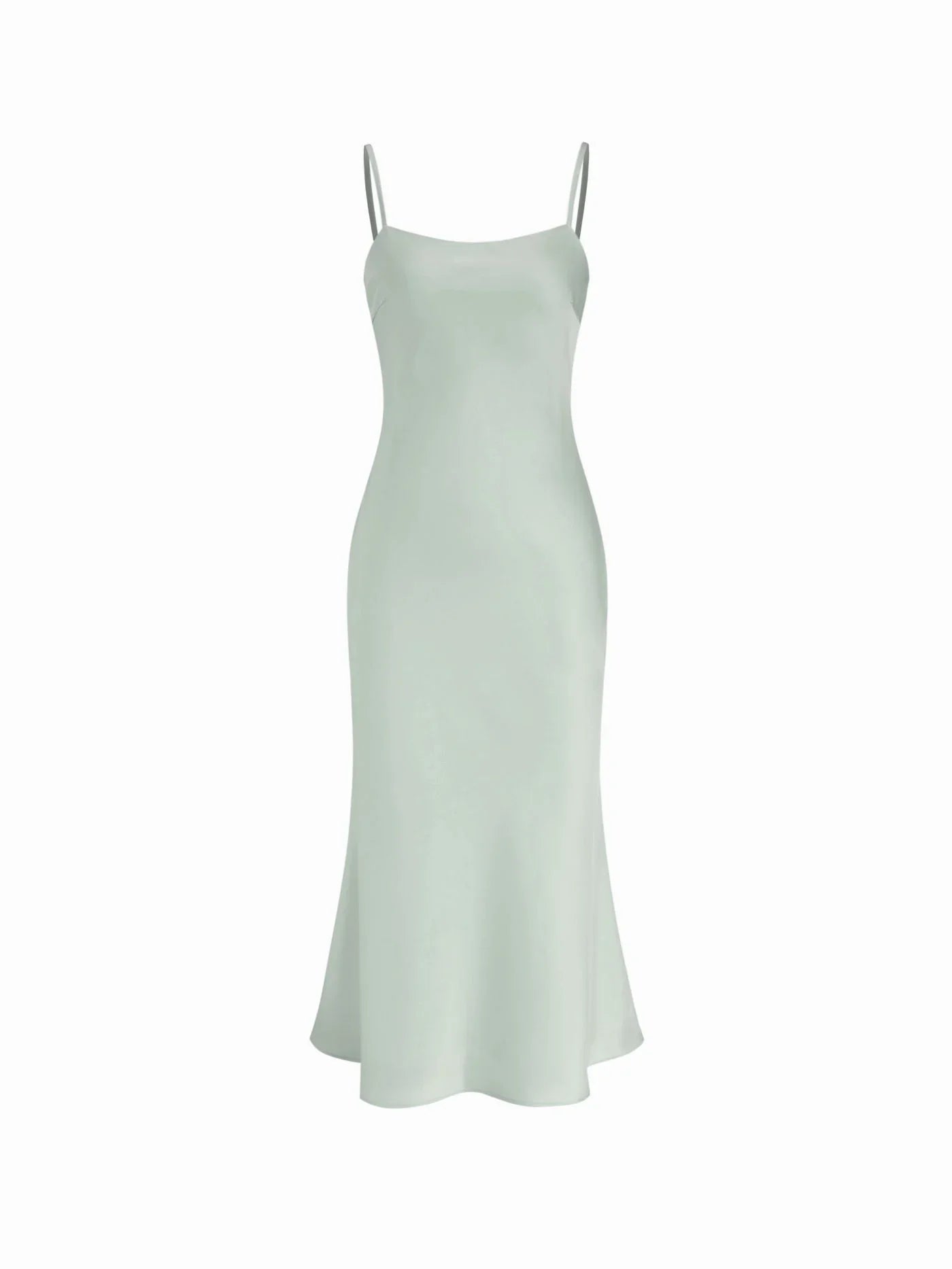 Vestido Maxi de satén con cuello alto y mangas capa - Verde