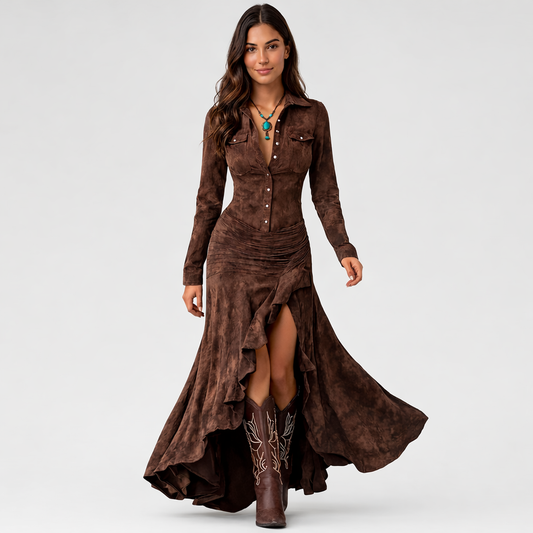 Ariadna | Vestido largo con volantes