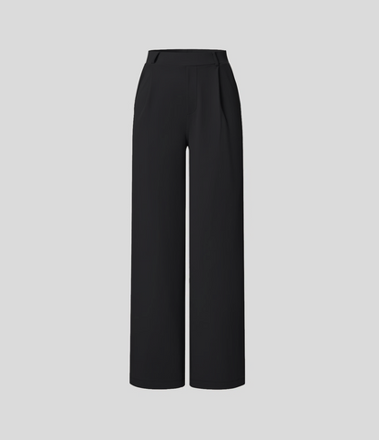 Pantalón Elegante Pierna Ancha De Tiro Alto Mujer