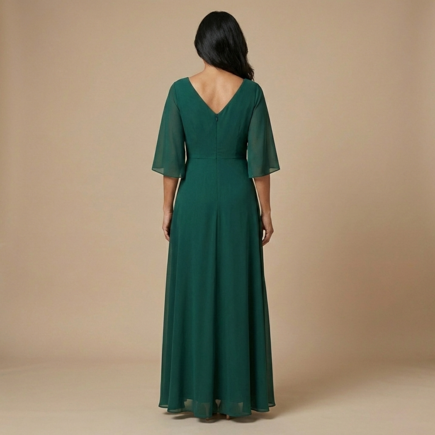 Vestido de chiffon con escote en V