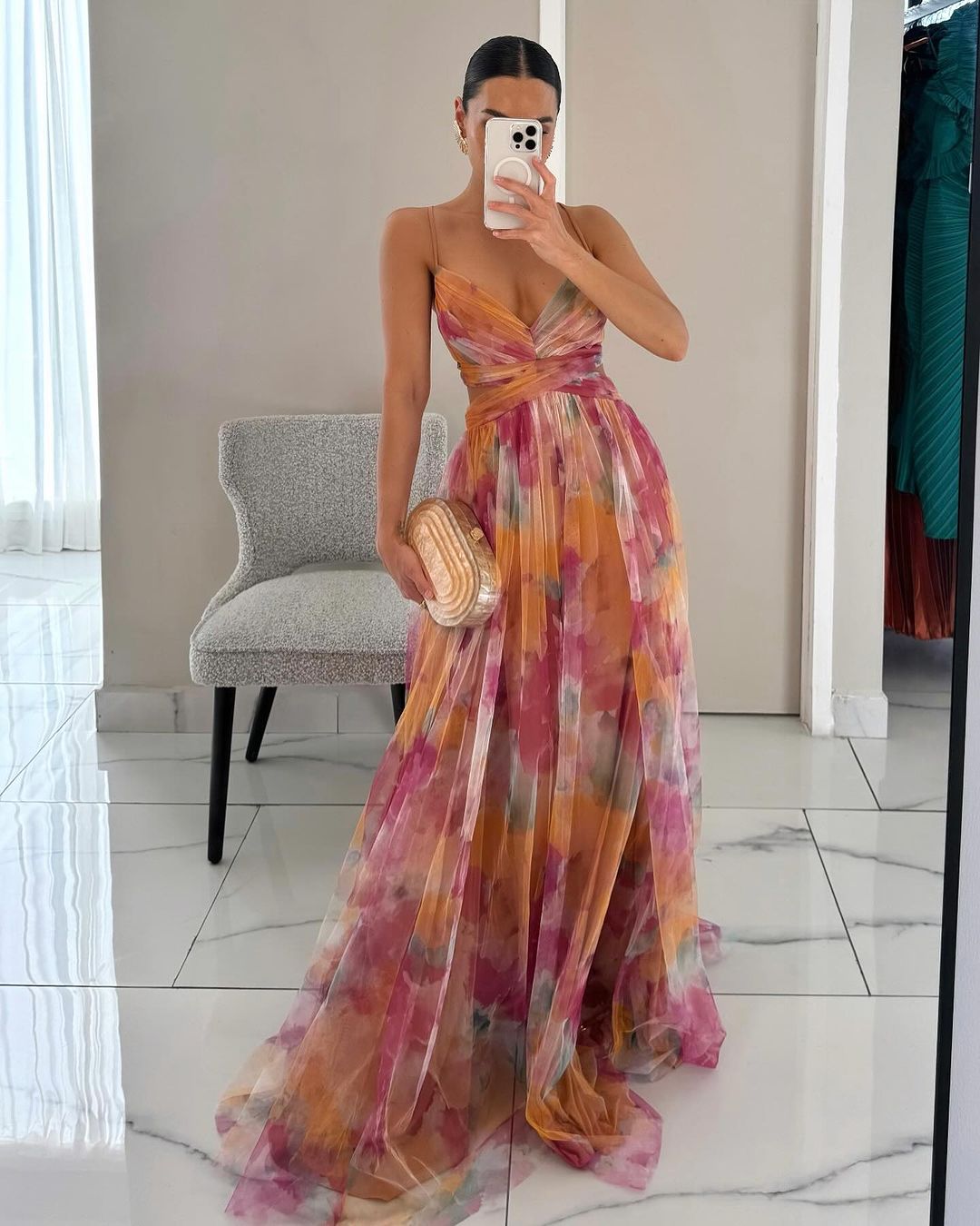 Giselle | Vestido largo con encantador estampado floral