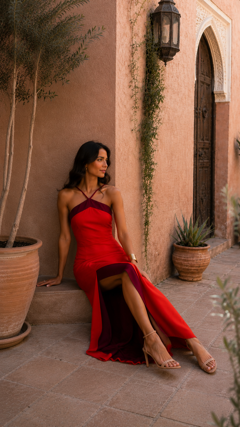 Oasis | Vestido largo halter con abertura