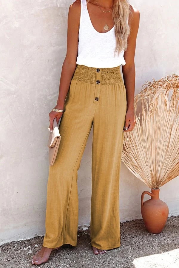 Amaya™ | Pantalones de Lino de Cintura Alta, Frescura con Estilo