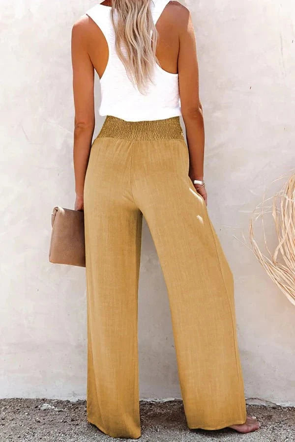 Amaya™ | Pantalones de Lino de Cintura Alta, Frescura con Estilo