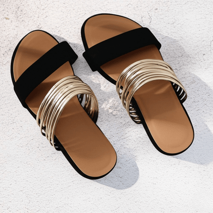 Blanca | Sandalias ortopédicas cómodas con tiras y suela plana