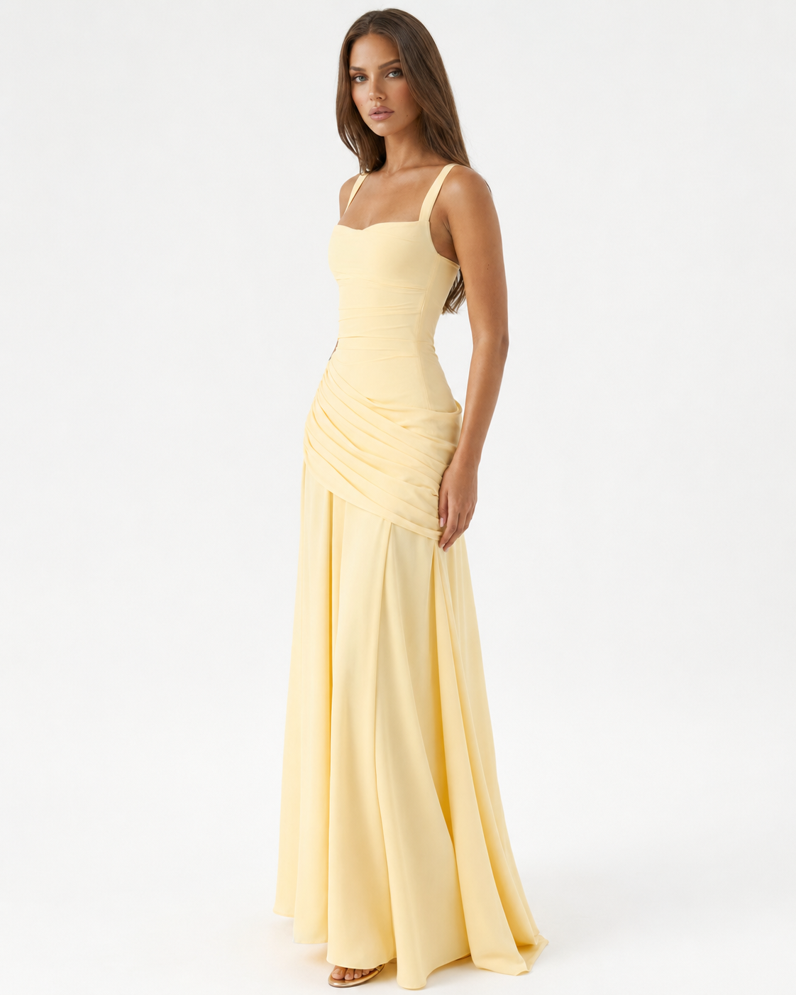 Vestido Maxi Musa Esculpida - Limón
