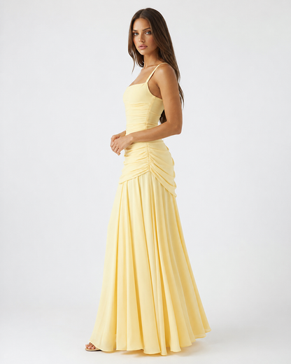 Vestido Maxi Musa Esculpida - Limón