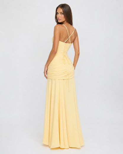 Vestido Maxi Musa Esculpida - Limón