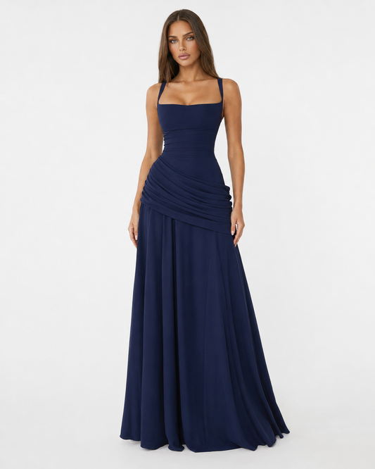 Vestido Maxi Musa Esculpida - Azul oscuro