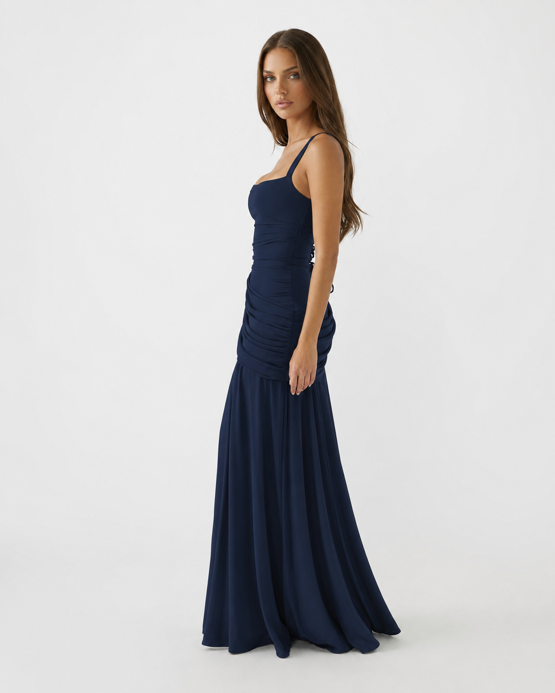 Vestido Maxi Musa Esculpida - Azul oscuro