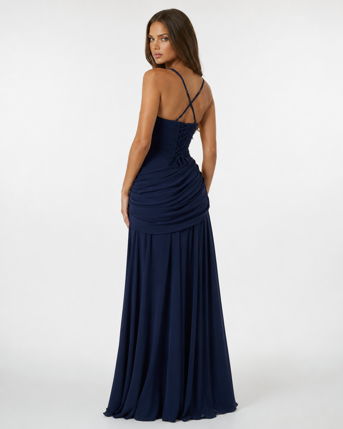 Vestido Maxi Musa Esculpida - Azul oscuro