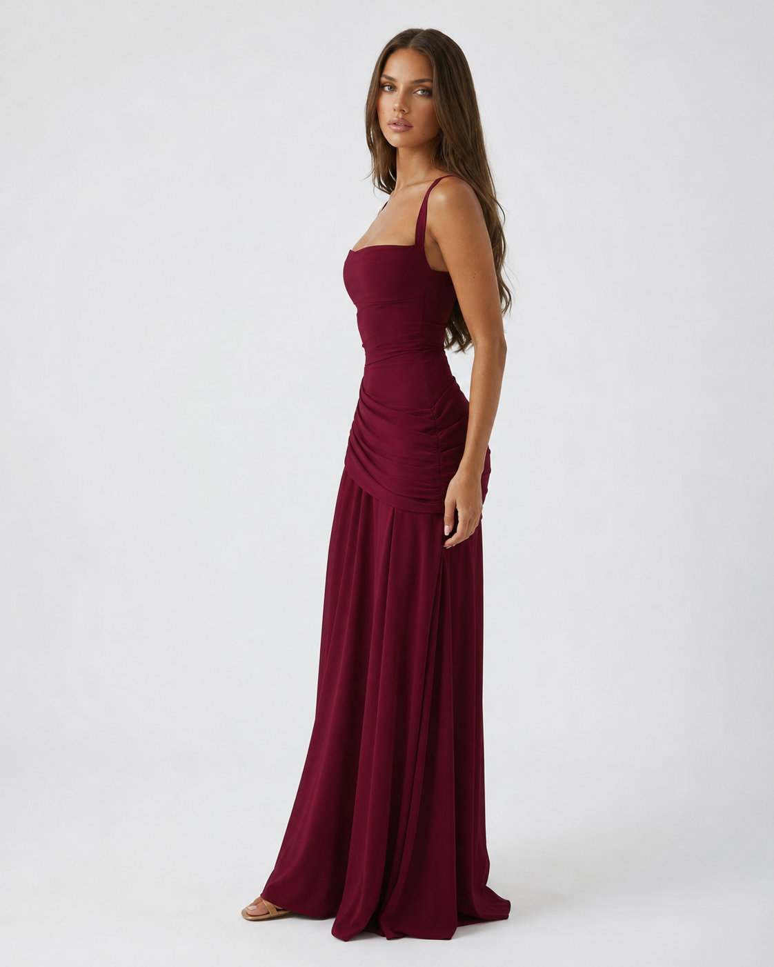 Vestido Maxi Musa Esculpida - Burdeos