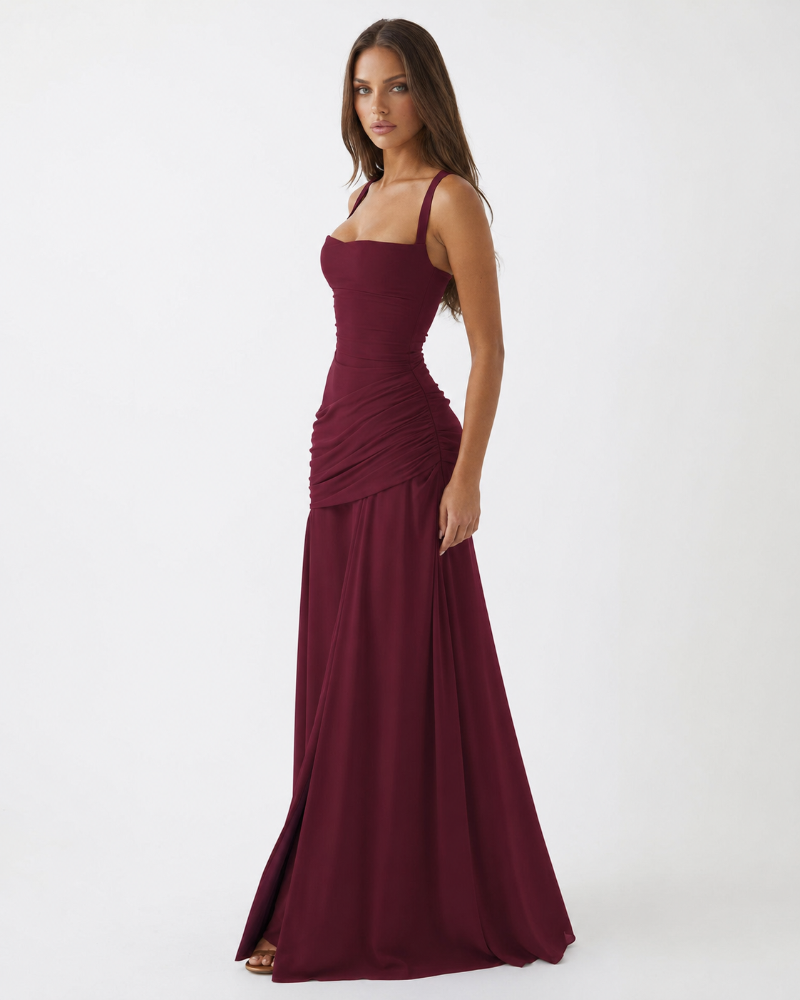 Vestido Maxi Musa Esculpida - Burdeos