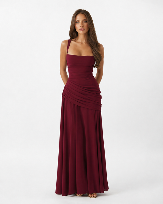Vestido Maxi Musa Esculpida - Burdeos
