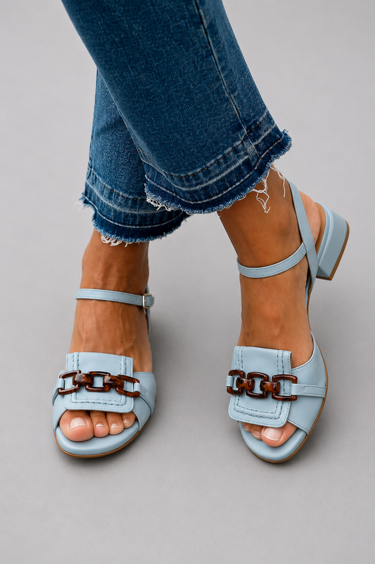 Celsa - Tacones ajos azules con detalle de puntada