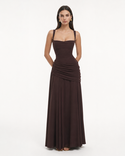 Vestido Maxi Musa Esculpida - Chocolate