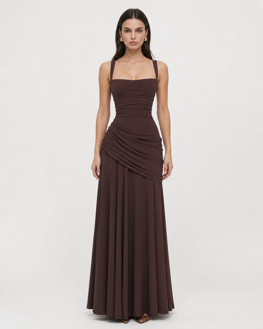 Vestido Maxi Musa Esculpida - Chocolate