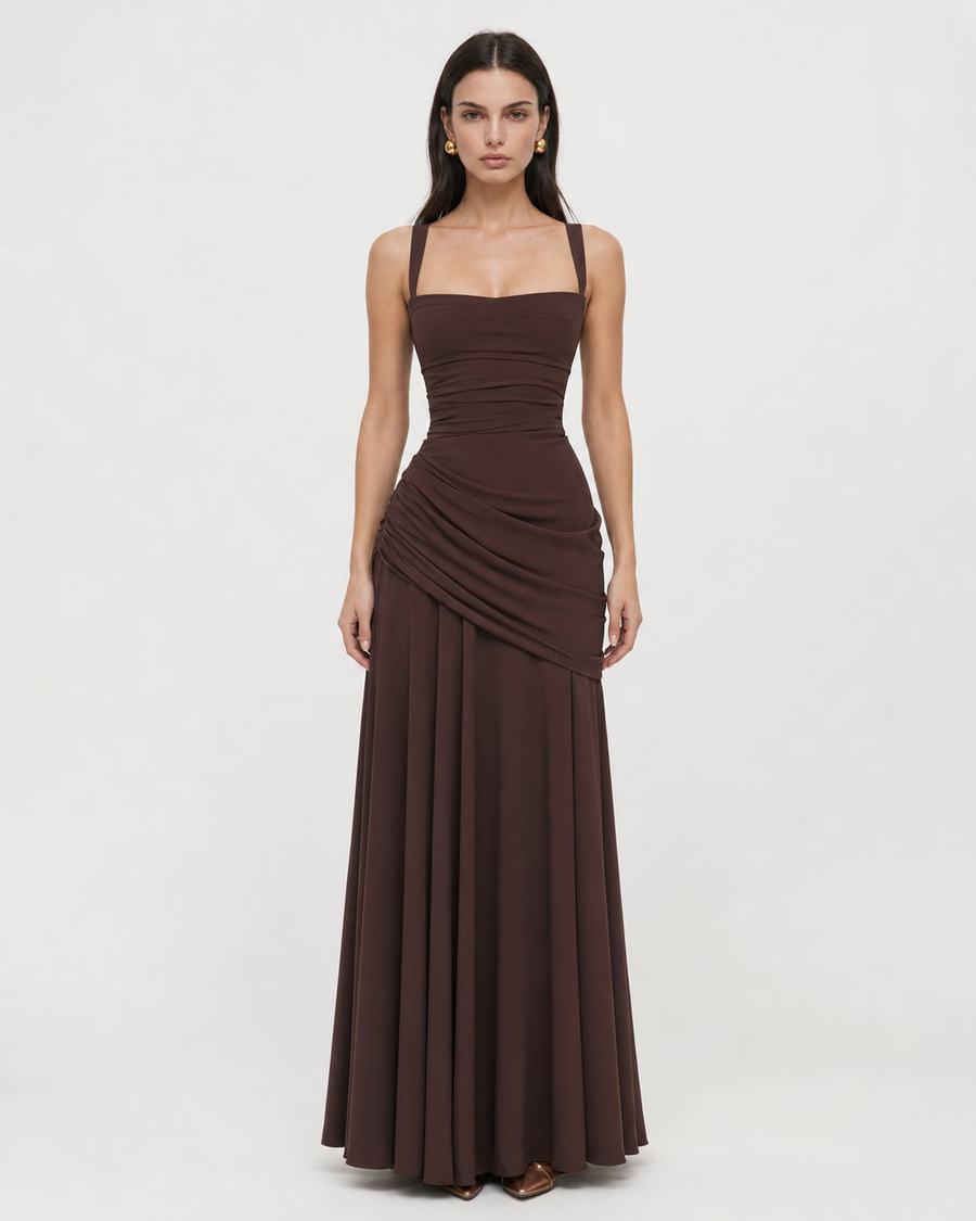 Vestido Maxi Musa Esculpida - Chocolate