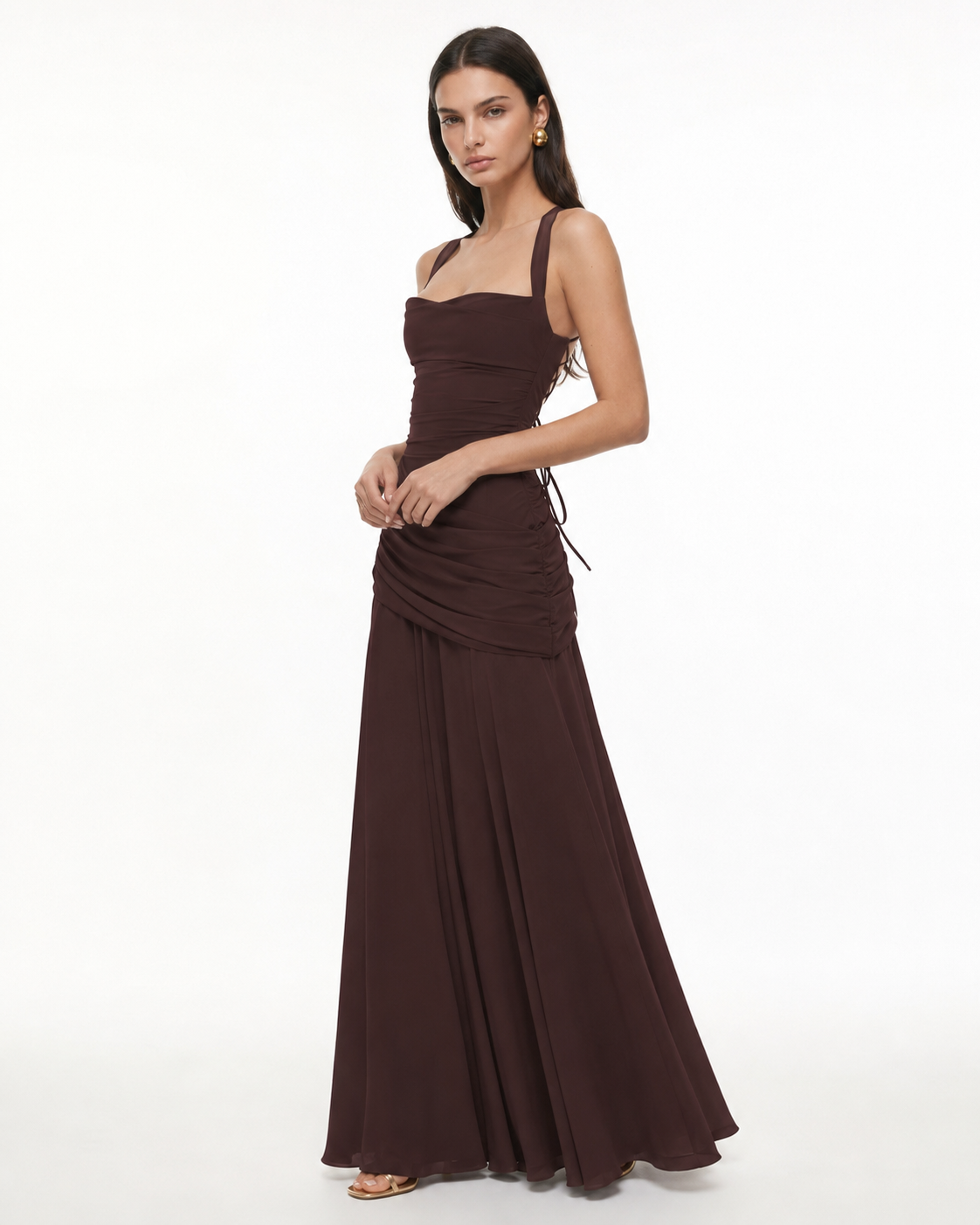 Vestido Maxi Musa Esculpida - Chocolate