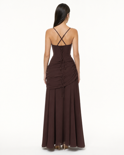 Vestido Maxi Musa Esculpida - Chocolate