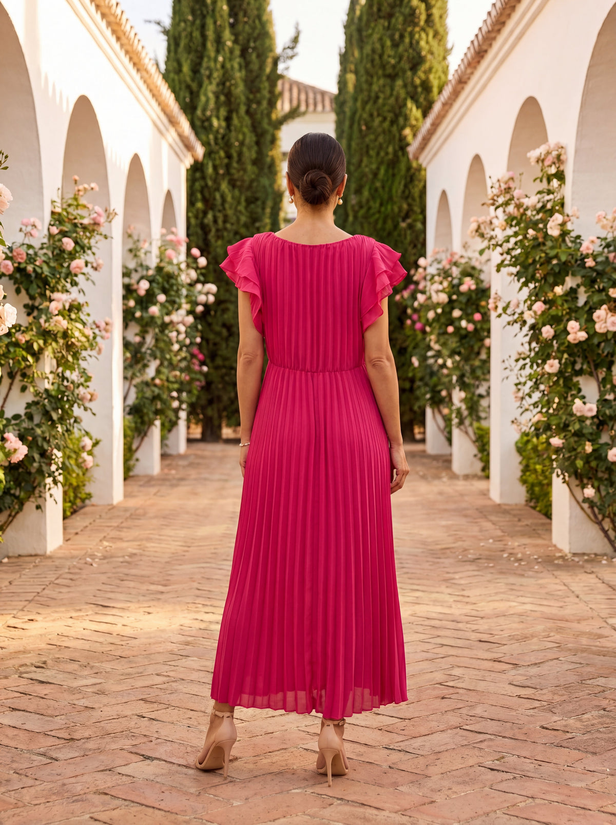 Seraphina | Vestido largo plisado con cintura anudada