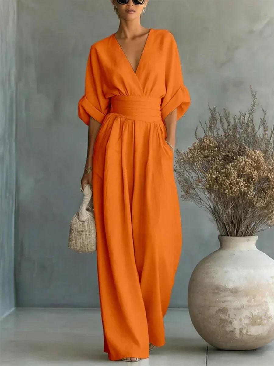 Alessia | Mono elegante con escote en V y cintura alta