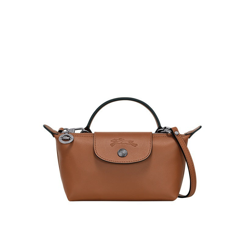 MINI BOLSA DE PIEL LONGCHAM | CAFÉ