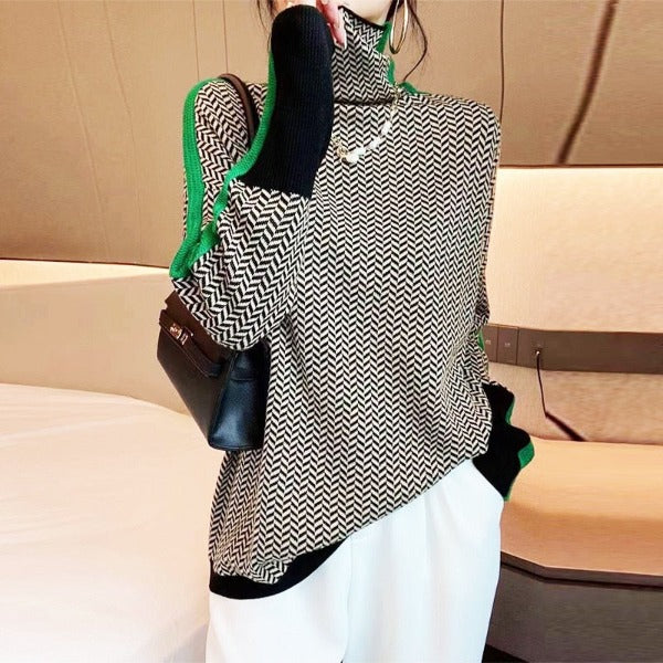 Vanessa | Jersey de cuello alto con llamativas rayas
