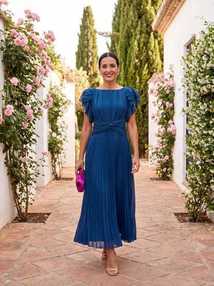 Seraphina | Vestido largo plisado con cintura anudada