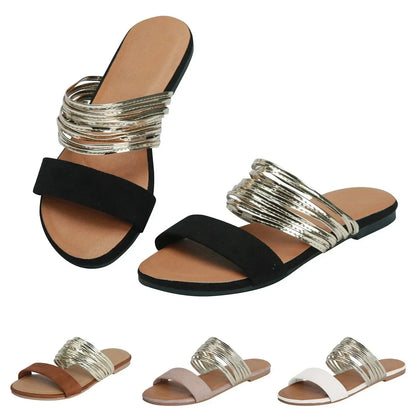 Blanca | Sandalias ortopédicas cómodas con tiras y suela plana