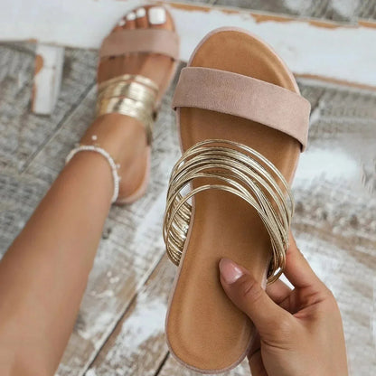 Blanca | Sandalias ortopédicas cómodas con tiras y suela plana