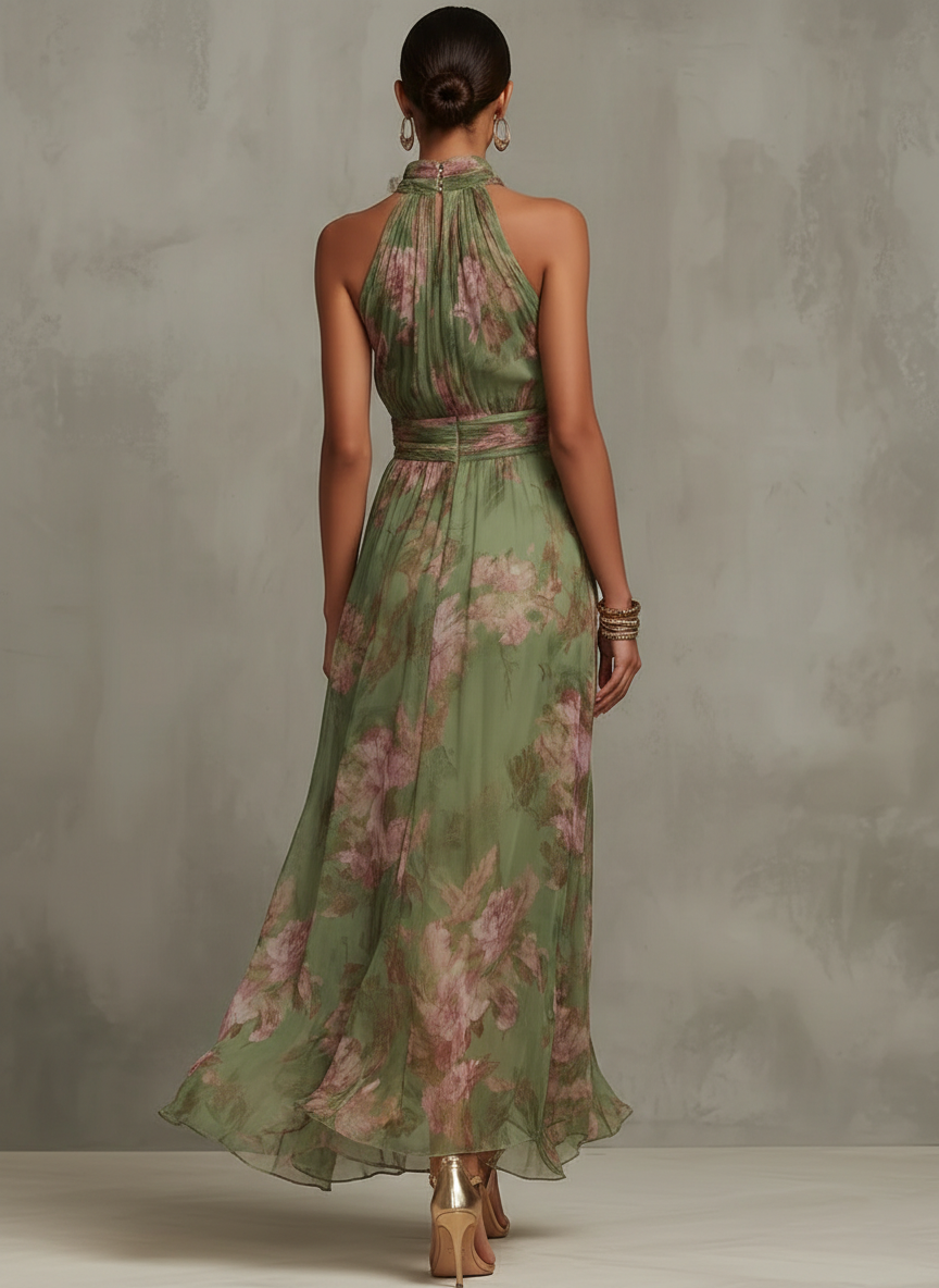 Livia | Vestido largo floral Elegante con cuello halter
