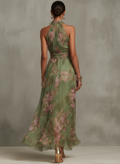 Livia | Vestido largo floral Elegante con cuello halter