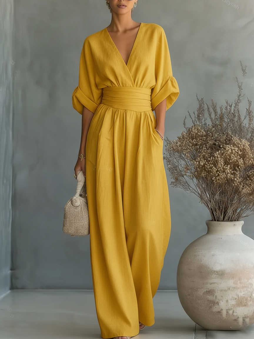 Alessia | Mono elegante con escote en V y cintura alta