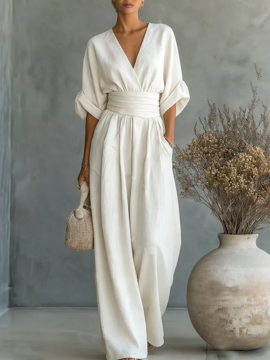 Alessia | Mono elegante con escote en V y cintura alta