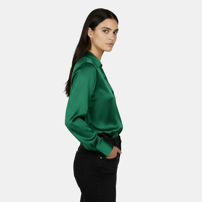 Camisa Manga Larga Mujer - Escote V, Elegante