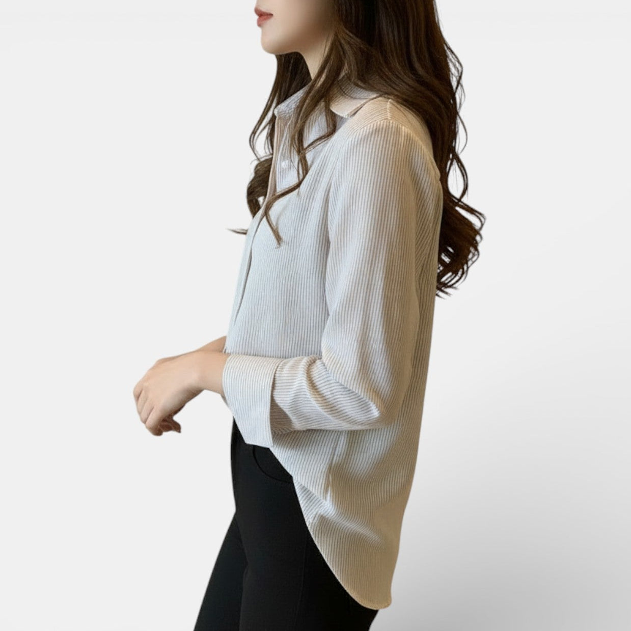 Camisa Casual de Rayas Estilo Coreano para Mujer