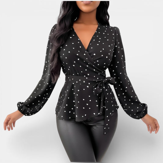 Blusa Mujer Cuello V con Estampado Corazón