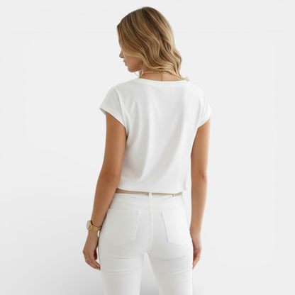 Camiseta Mujer Primavera Manga Corta Escote V