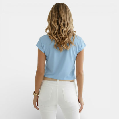 Camiseta Mujer Primavera Manga Corta Escote V