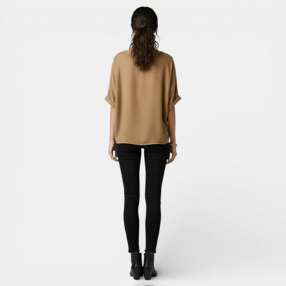 Camiseta Mujer Algodón y Lino Manga Larga Suelta Primavera