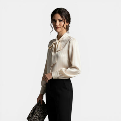 Camisa de Rayas Mujer Slim Fit Elegante Primavera Casual