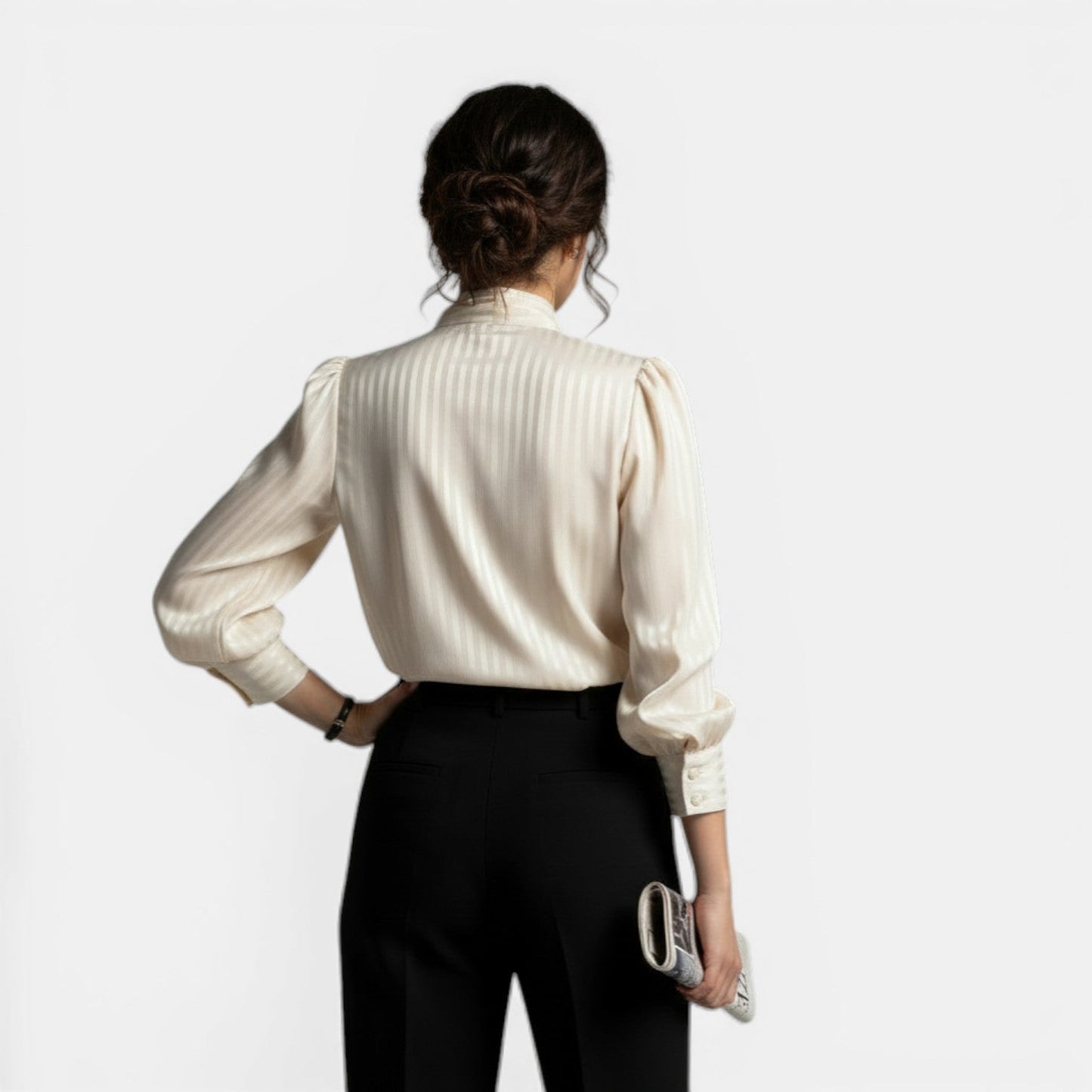 Camisa de Rayas Mujer Slim Fit Elegante Primavera Casual