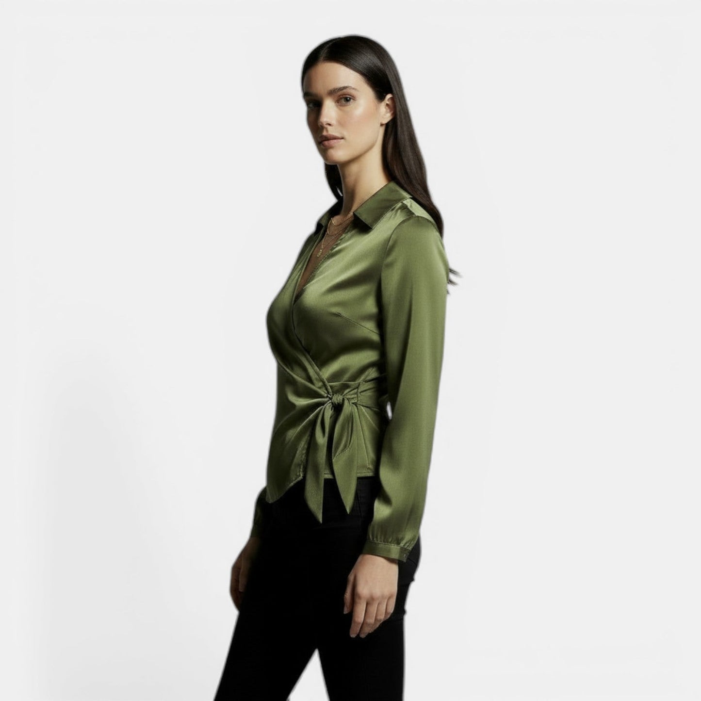 Blusa Satén Mujer Manga Larga Premium