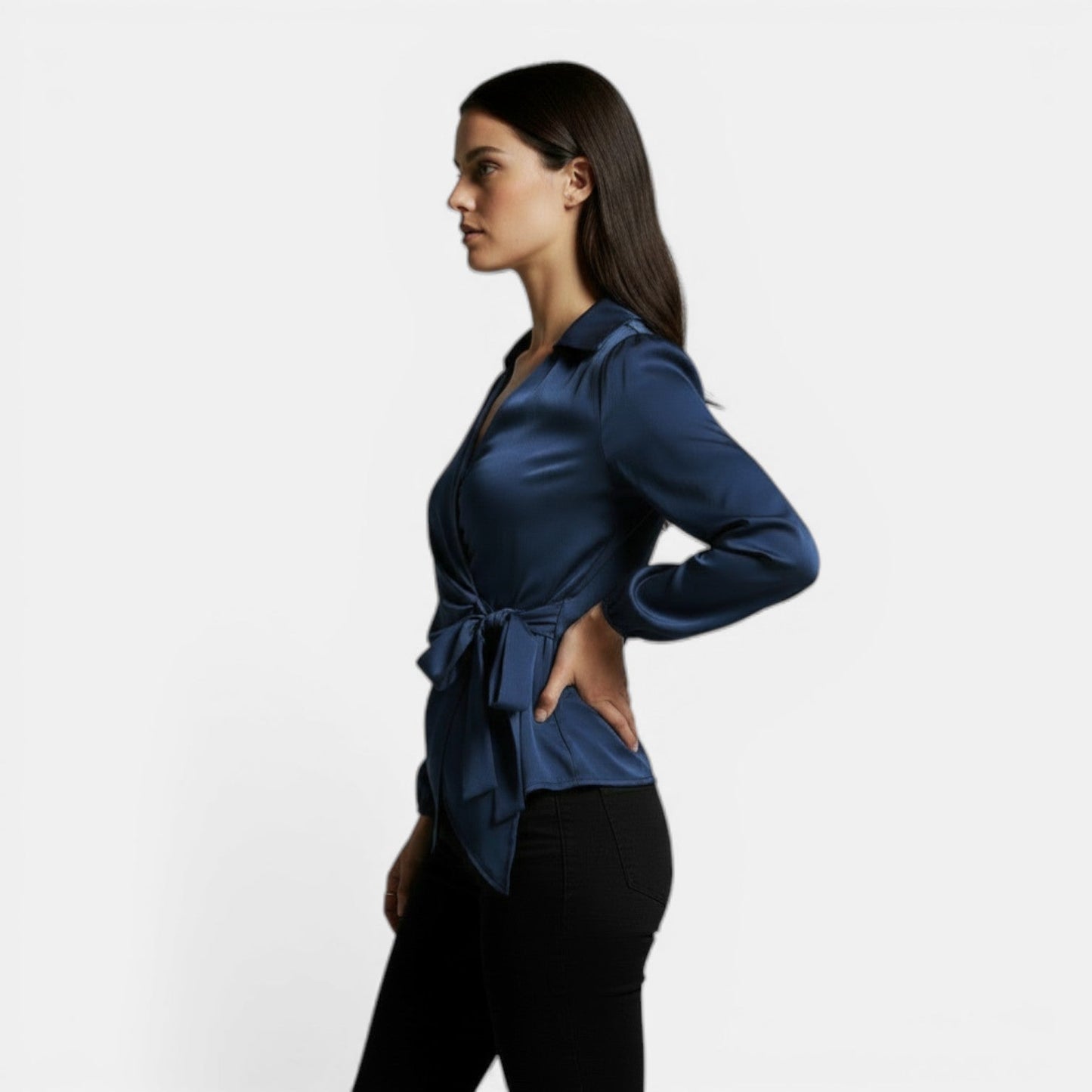 Blusa Satén Mujer Manga Larga Premium